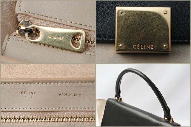 Celine Handbag Shoulder Bag Celine Trapeze 169542 Black Beige 2-way With Strap