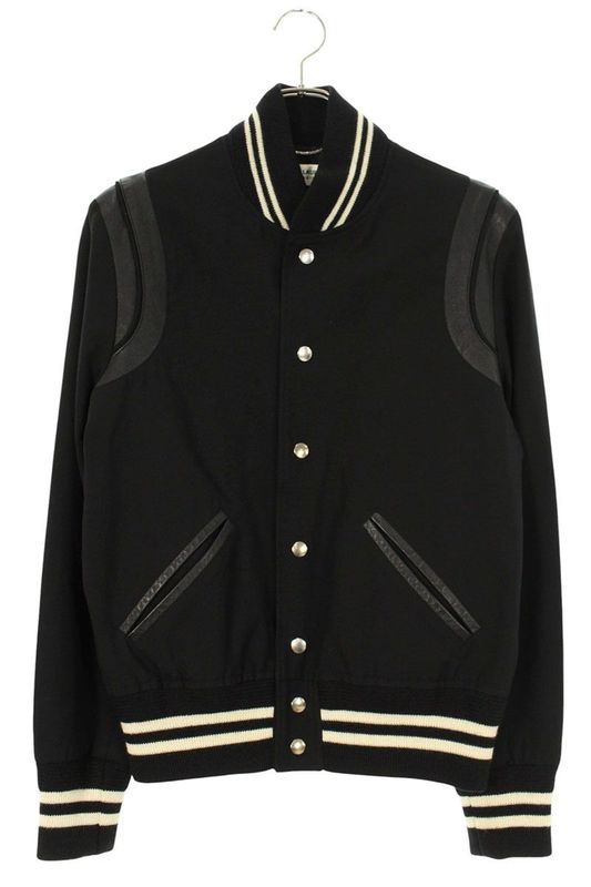 Saint Laurent Paris 343745 Ym39m Wool Gabardine Leather Trim Stajan Blouson