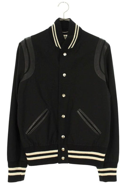 Saint Laurent Paris 343745 Ym39m Wool Gabardine Leather Trim Stajan Blouson