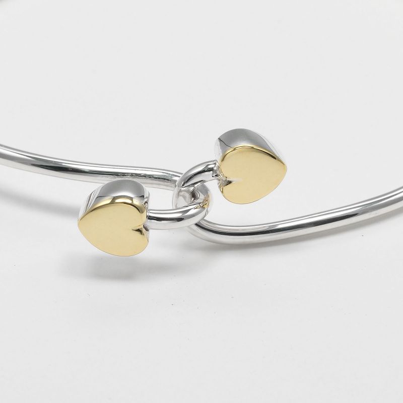 Tiffany & Co Double Heart Silver 925 X 18K Yellow Gold Ladies 8.5g Bracelet
