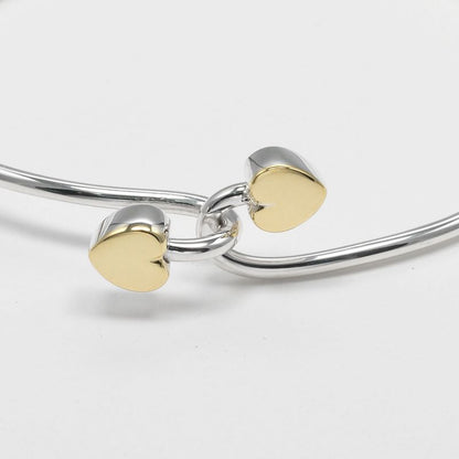 Tiffany & Co Double Heart Silver 925 X 18K Yellow Gold Ladies 8.5g Bracelet
