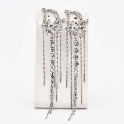 Christian DIOR Earring Dior Logo Rhinestone Accessories With Bag H6928