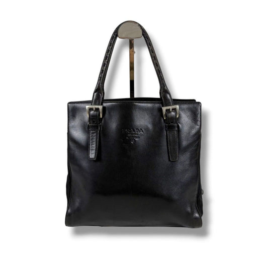 Prada Nappa Leather Tessuto Nylon Mini Tote Black