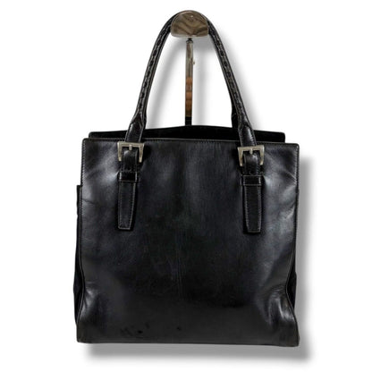 Prada Nappa Leather Tessuto Nylon Mini Tote Black — view 3