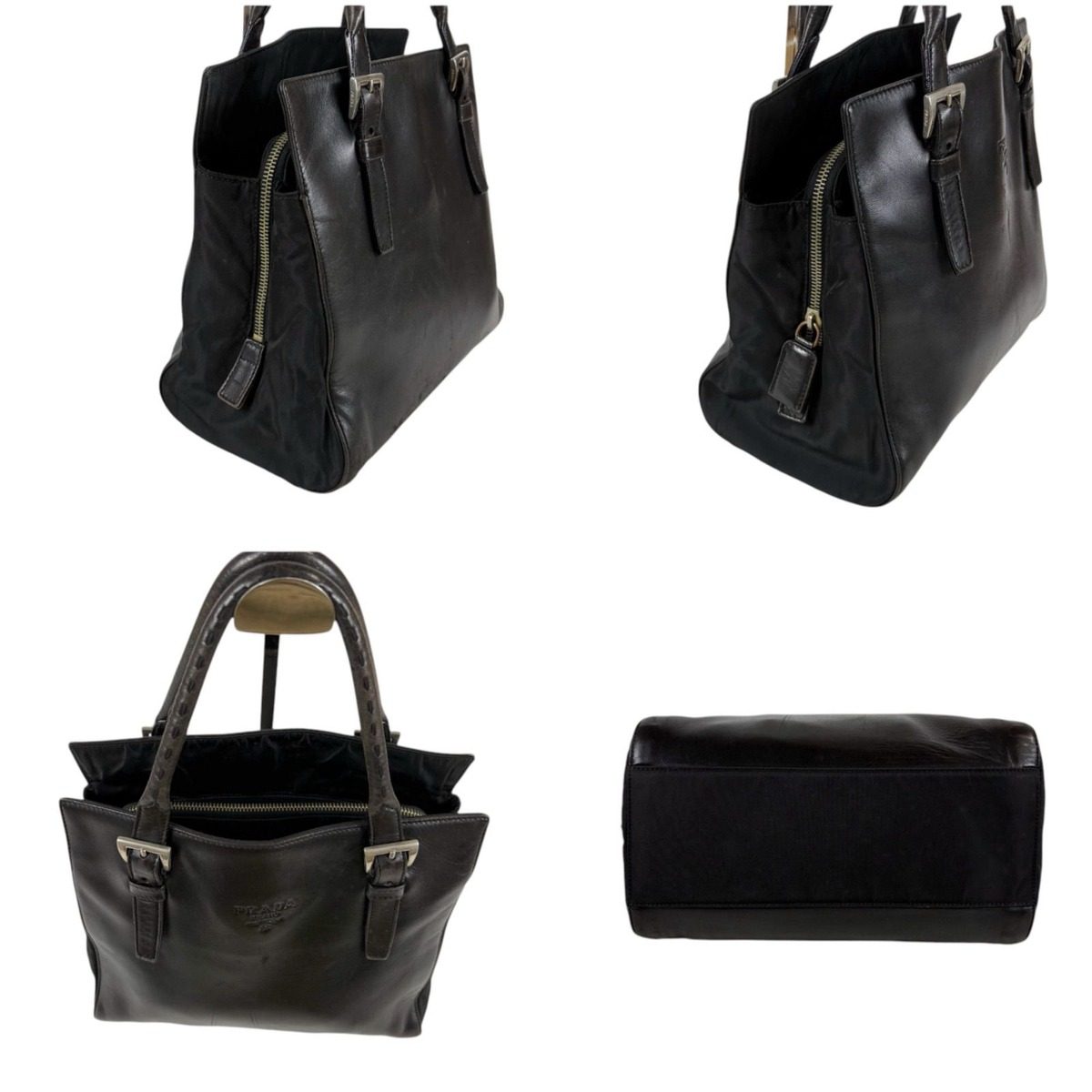 Prada Nappa Leather Tessuto Nylon Mini Tote Black — view 4