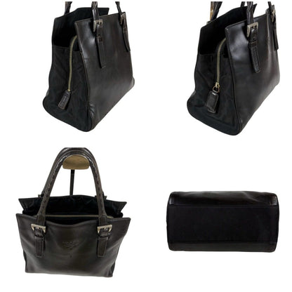 Prada Nappa Leather Tessuto Nylon Mini Tote Black — view 4