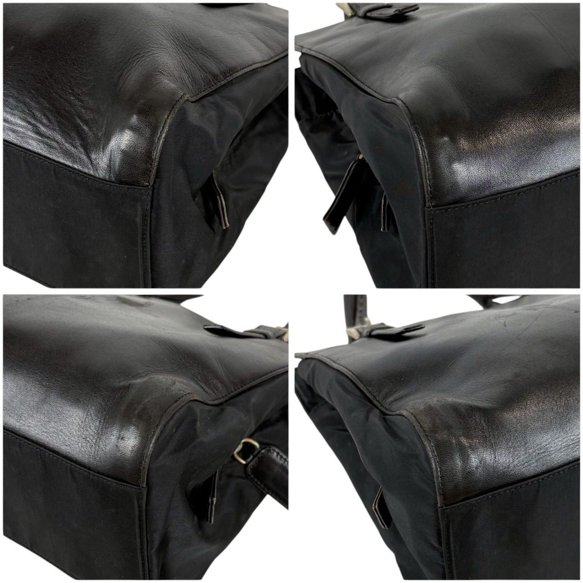 Prada Nappa Leather Tessuto Nylon Mini Tote Black — view 6