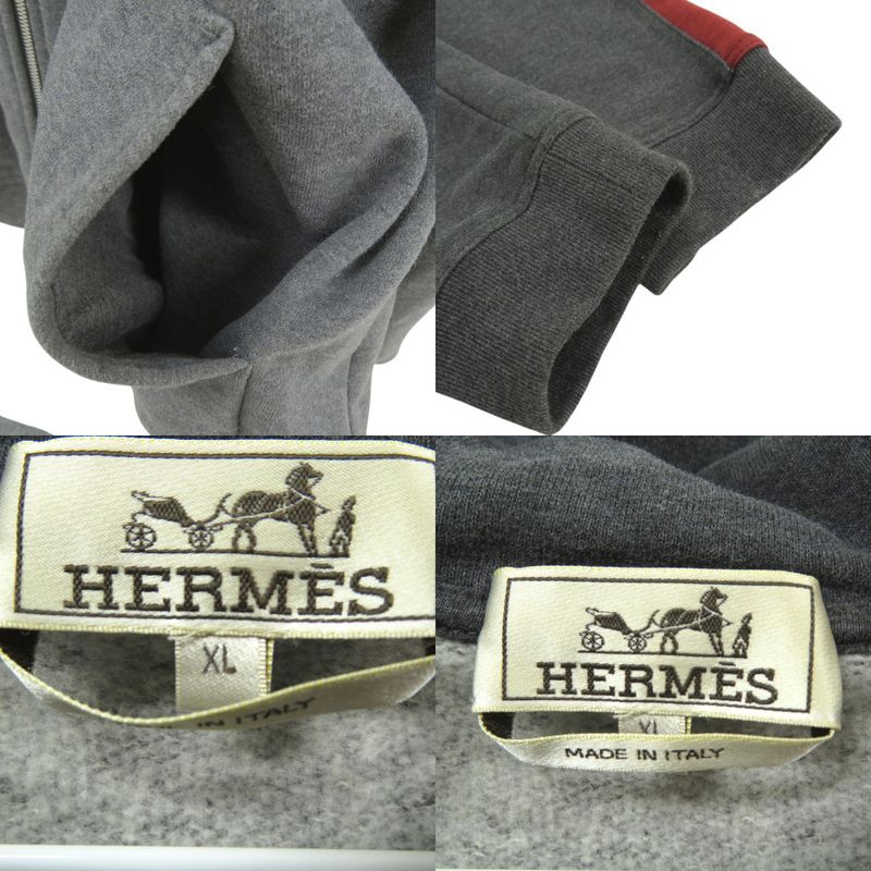 Hermes Zip Sweatshirt Hoodie 647610ja82xl Cotton Gray Men 1133 Hermes
