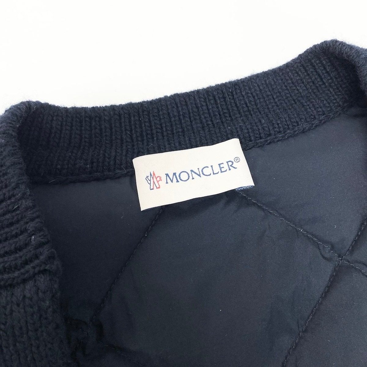 Moncler Cardigan Tricot Down Long Sleeve Flap Button L Navy Nylon — view 10