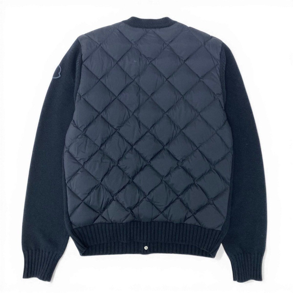 Moncler Cardigan Tricot Down Long Sleeve Flap Button L Navy Nylon — view 4