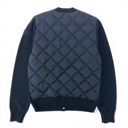 Moncler Cardigan Tricot Down Long Sleeve Flap Button L Navy Nylon — view 4