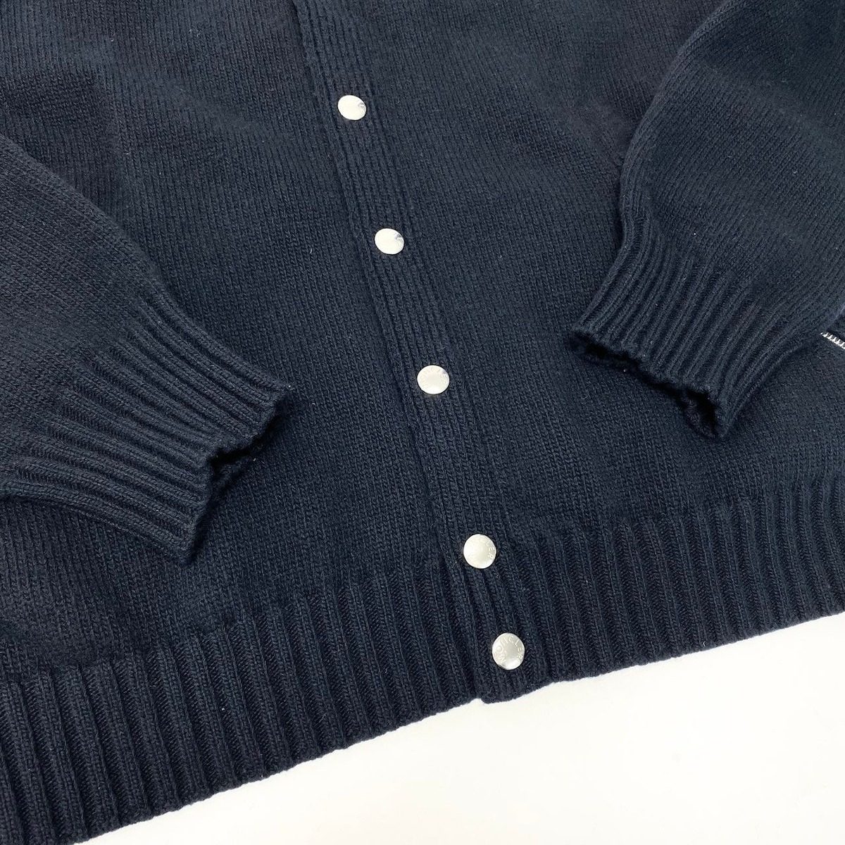 Moncler Cardigan Tricot Down Long Sleeve Flap Button L Navy Nylon — view 6