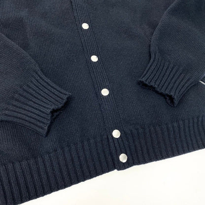 Moncler Cardigan Tricot Down Long Sleeve Flap Button L Navy Nylon — view 6