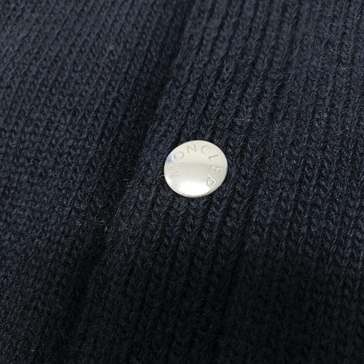 Moncler Cardigan Tricot Down Long Sleeve Flap Button L Navy Nylon — view 9