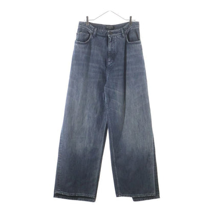 Balenciaga Double Front Wide Leg Jeans Denim Pants Indigo