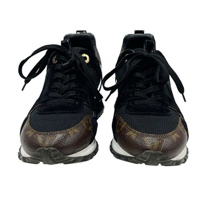 Louis Vuitton Run Away Line Monogram Sneakers Shoes Fabric Suede Leather Black