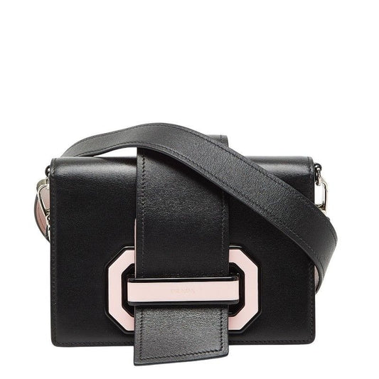 Prada Crossbody Shoulder Bag Black Pink Leather