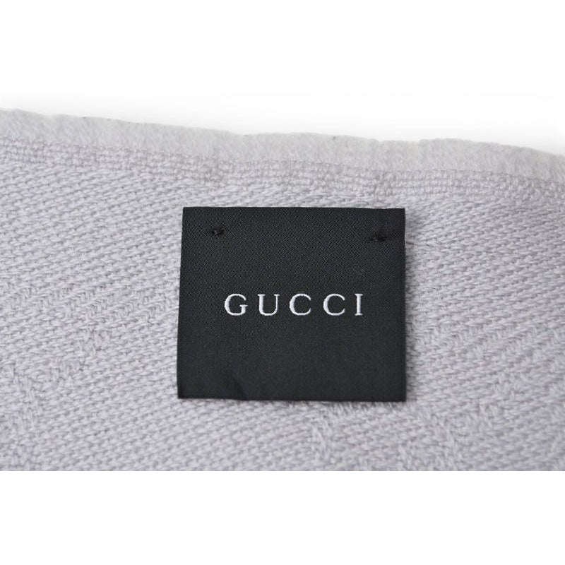 Gucci Scarf Winter 100% Wool GG Pattern Light Silver — view 3