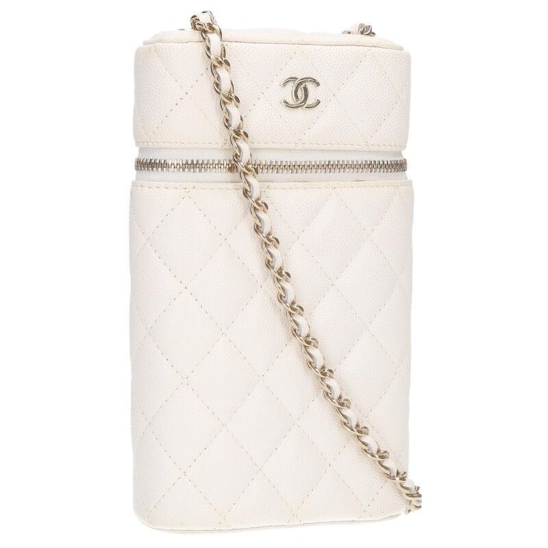 Chanel Quilted Vanity Phone Case Caviar Leather Chain Shoulder Bag