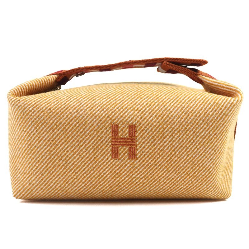 Hermes Brid A Black PM Au Carre 100% Wool Fauve Orange Silver Hardware H Logo