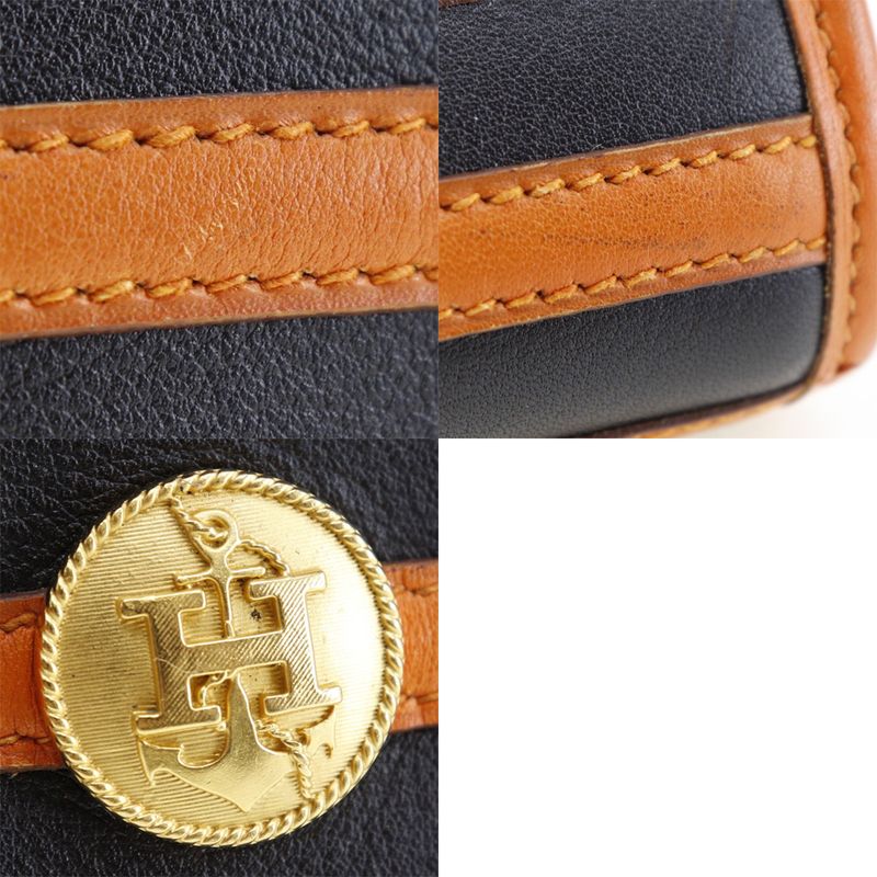 Hermes Leather Orange/black 0V Women's Shoulder Bag