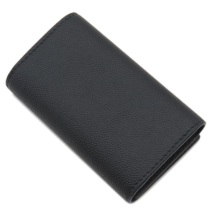 Saint Laurent Key Case Logo Leather Black Silver Hardware Black Key Case