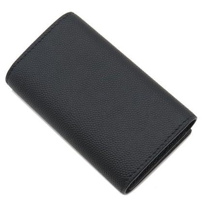 Saint Laurent Key Case Logo Leather Black Silver Hardware Black Key Case