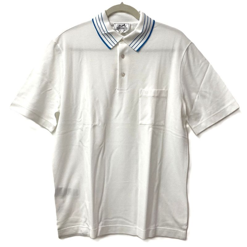 Hermes Polo Shirt H Logo Line Cotton White