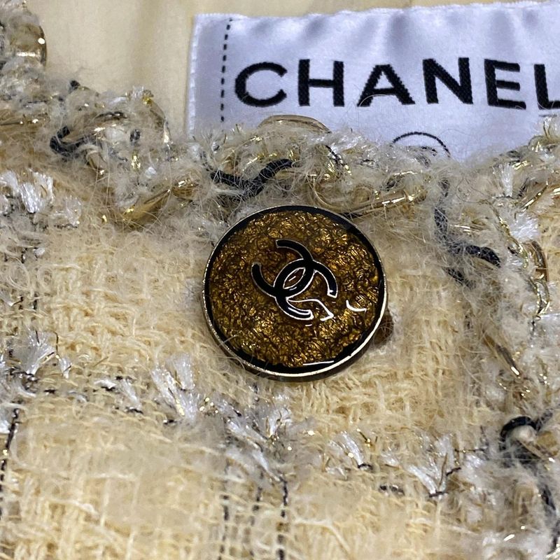 Chanel Jacket Size 36 S Women - P41853 Ivory X Black X White Wool