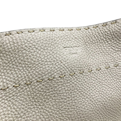 Fendi Selleria Anna Small Shoulder Bag Leather Gray Silver Hardware 2WAY Women