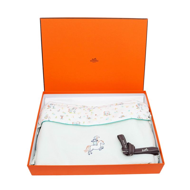 Hermes Sleeping Bag Gabriel Vert Aqua 100% Cotton Baby Sleeping Bag