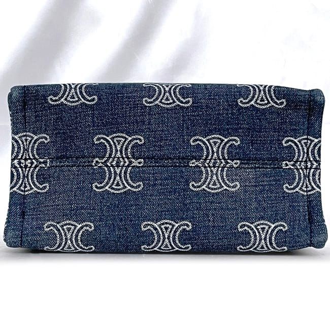 Celine 2way Bag Cabas Tice Blue Brown Triomphe