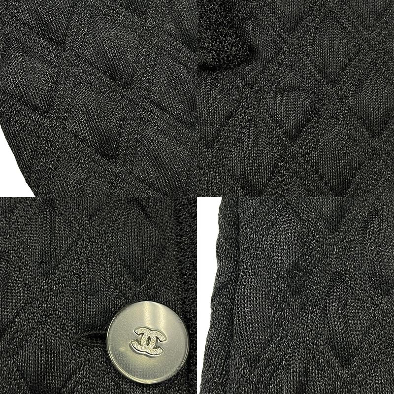 Chanel Silk Quilted No Collar Cardigan Jacket P57087k07441 Black 42