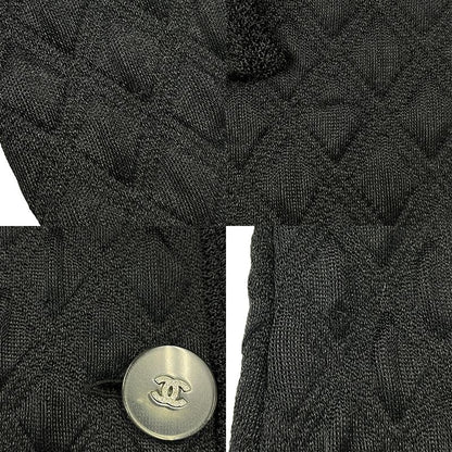 Chanel Silk Quilted No Collar Cardigan Jacket P57087k07441 Black 42