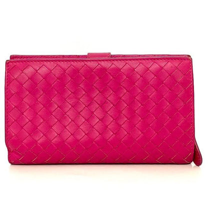 Bottega Veneta Bifold Wallet Pink Intrecciato Excellent Condition Hook