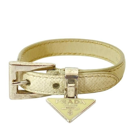 Prada 1 Ib351 Bracelet Bangle Accessories Small Triangle Logo Leather White