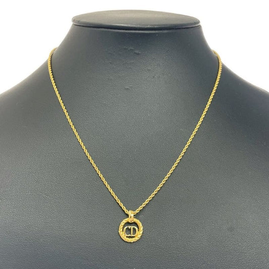 Christian Dior GP CD Logo Round Necklace Gold