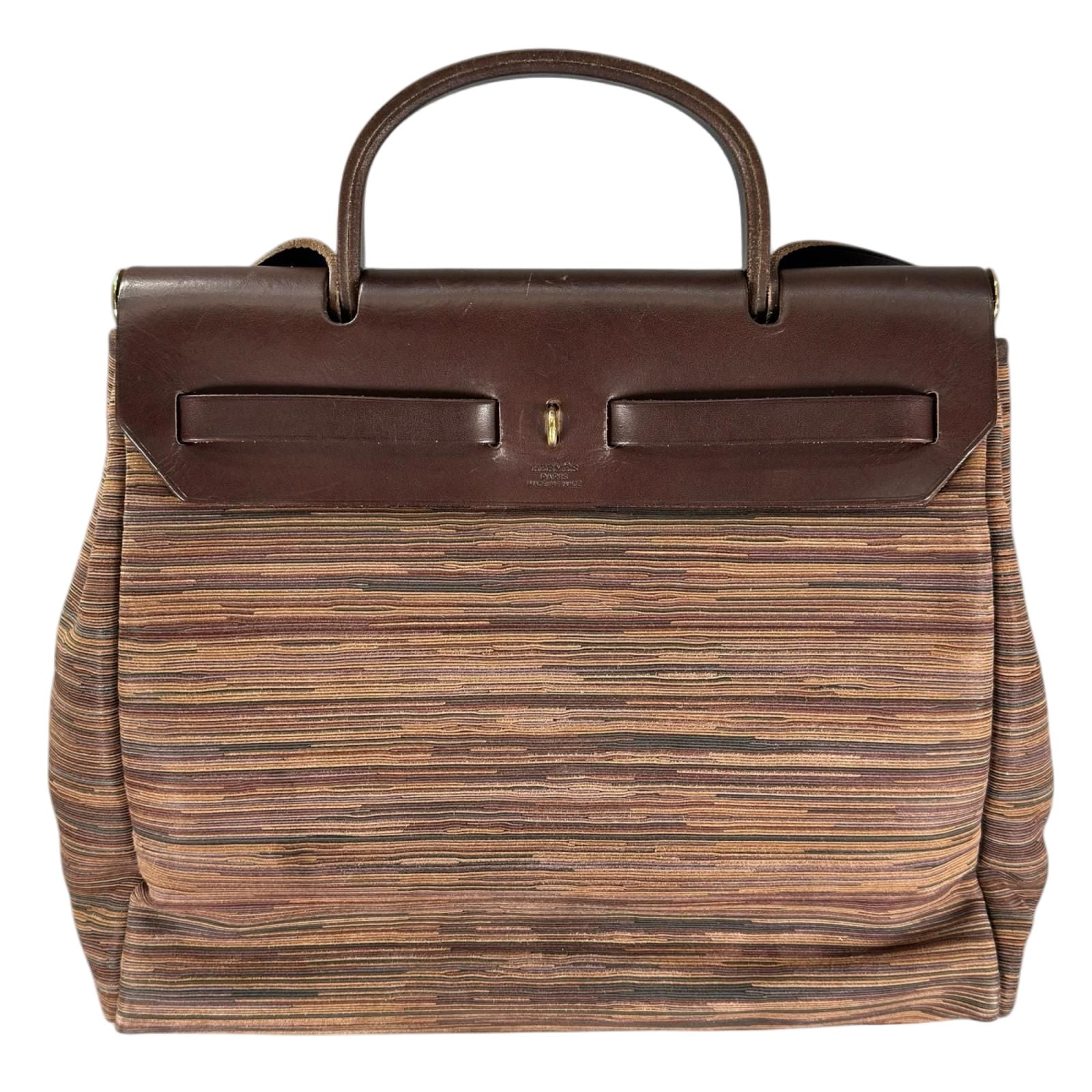 Hermes Herbag PM Vibrato Leather Brown Shoulder Bag Gold — view 2