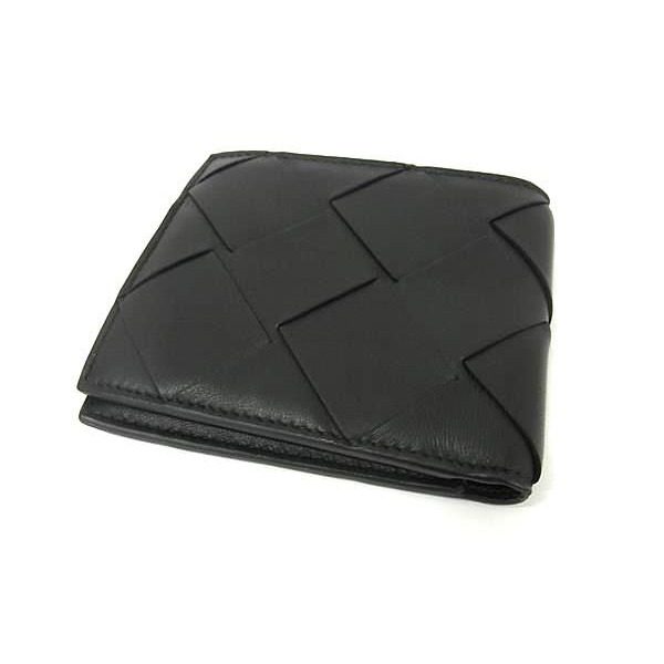 Bottega Veneta Maxi Intrecciato Leather Bifold Wallet Billfold Black — view 2