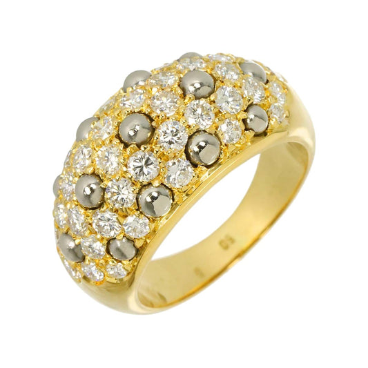 Cartier 50 Ring Pave Diamond 18k YG WG Yellow White Gold 750