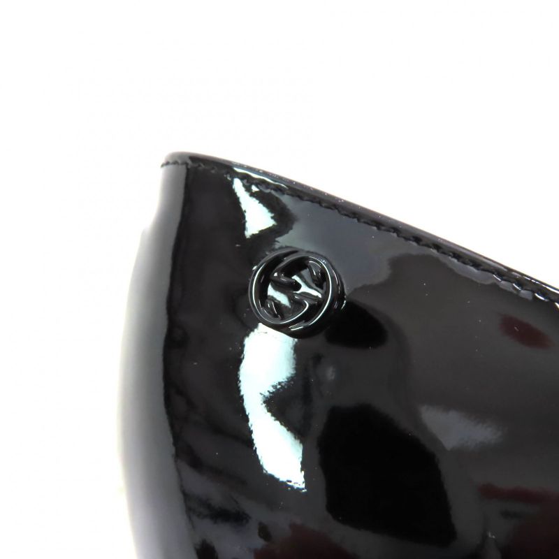 Gucci 388314 Interlocking G Pointed Toe Patent Leather Pumps Black 36 With Box