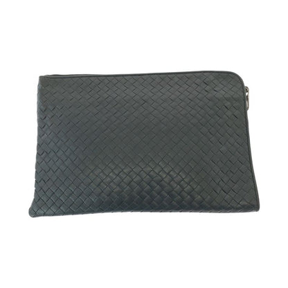 Bottega Veneta Bottega Veneta Intrecciato Gray Silver Hardware Leather Clutch