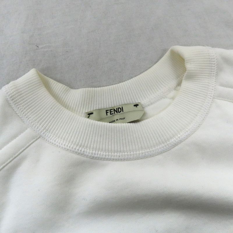 Fendi Fila Trainer Sweat Logo White XS Long Sleeve Cotton Fleece Lined