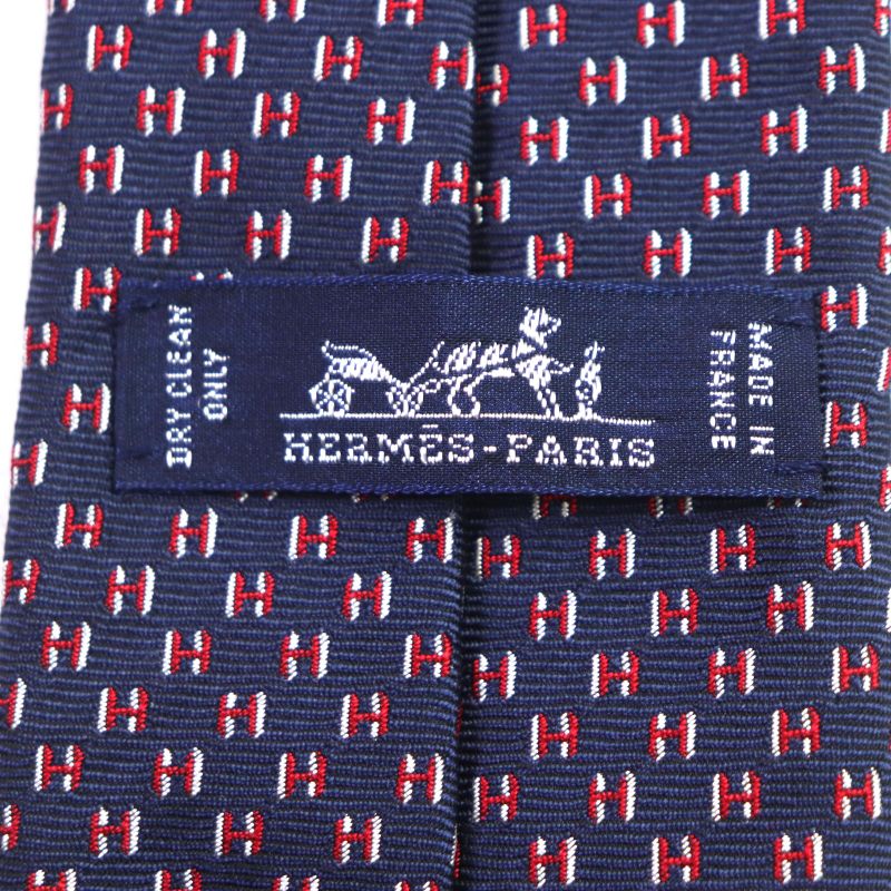 Hermes 339320t H Flamboyant Web 100% Silk Marine/rouge/blanc Spider Tie With