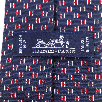  Hermes 339320t H Flamboyant Web 100% Silk Marine/rouge/blanc Spider Tie With