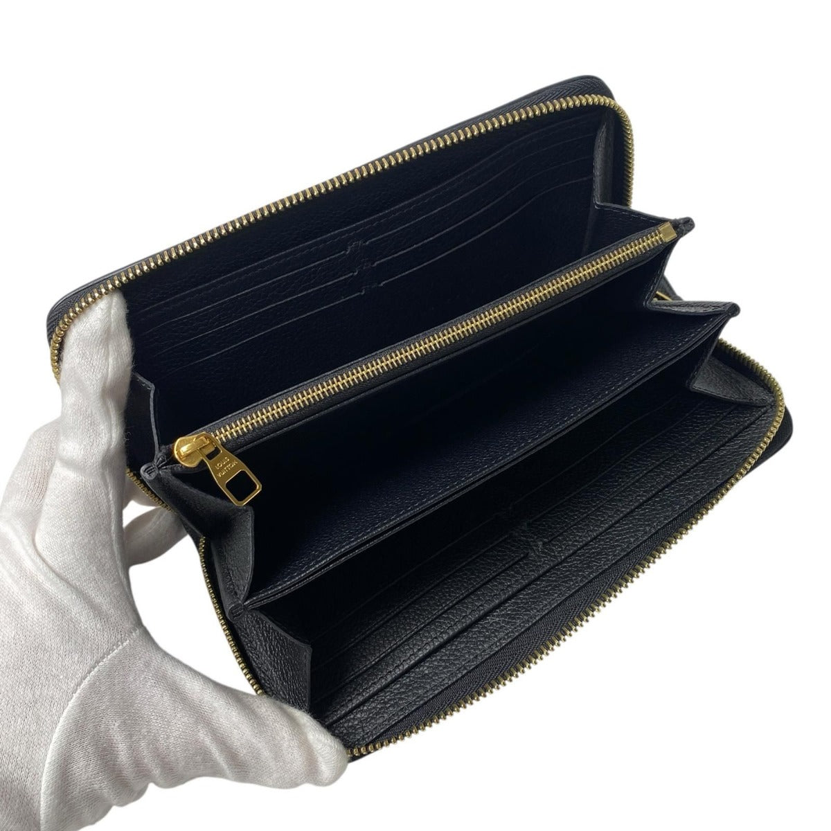 Louis Vuitton Monogram Empreinte Bicolor Zippy Wallet Black Beige — view 5