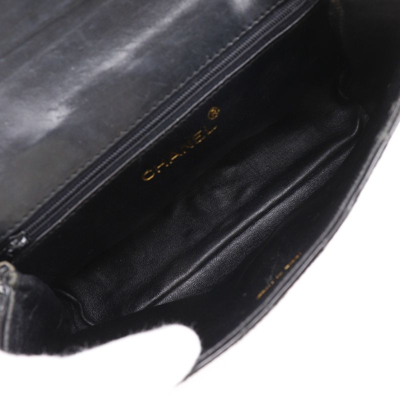 Chanel Chain Shoulder Matelasse Chain With Coco Mark Enamel Black Ladies