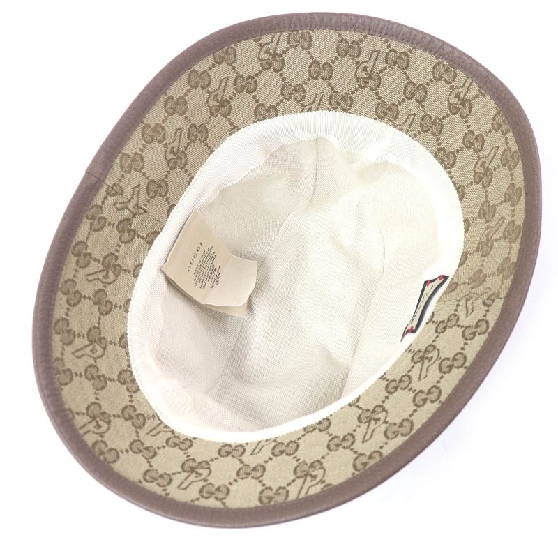 Gucci Palace Gucci Palace 726133 GG Canvas Webline Bucket Hat Beige M/58cm