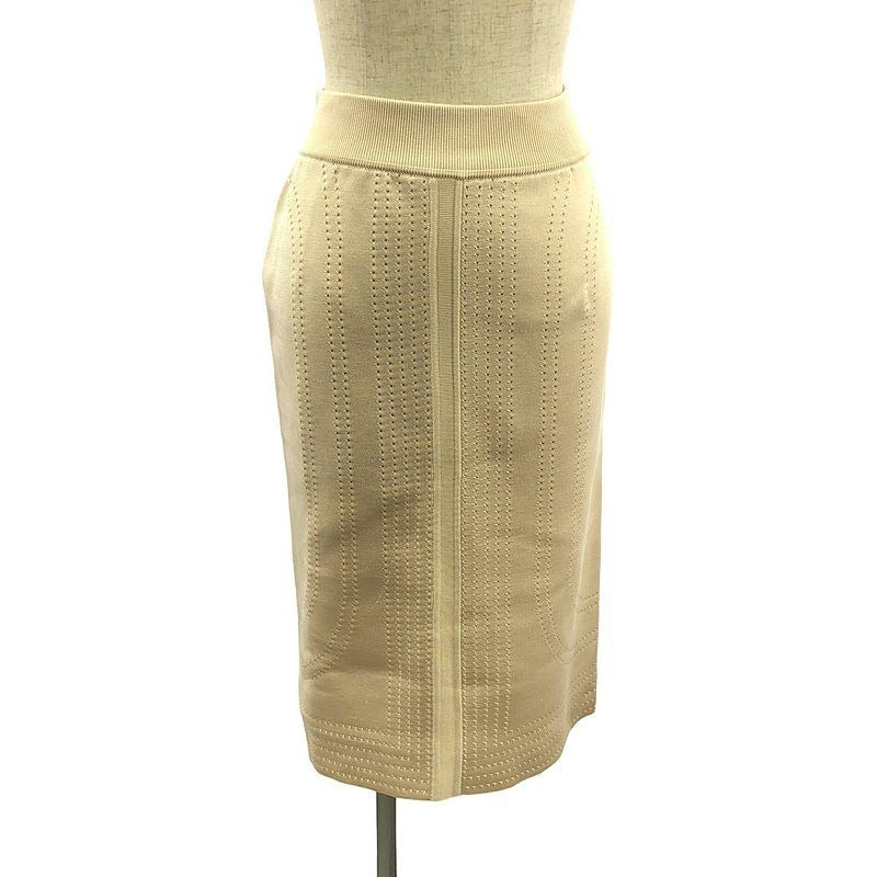 Hermes Brid de Gala Silk Perforated Knit Skirt 36 Beige
