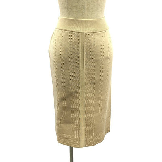 Hermes Brid de Gala Silk Perforated Knit Skirt 36 Beige